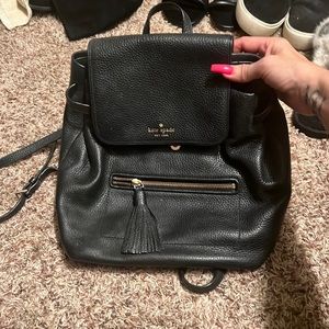 Black leather, Kate Spade, small backpack